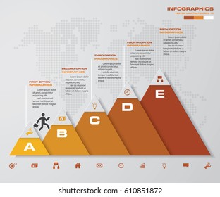 Abstract 5 step chart with free space for text on each level. infographics, presentations or advertising. EPS10.