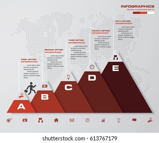 Abstract 5 step chart with free space for text on each level. infographics, presentations or advertising. EPS10.