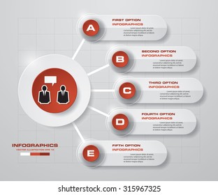 Abstract 5 steps business presentation template. Design clean number banners template/graphic or website layout. Vector.