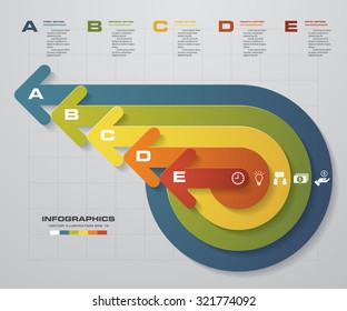 Abstract 5 steps business presentation template.Arrow shape banners template/graphic or website layout. Vector.