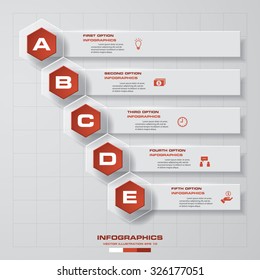 Abstract 5 steps business presentation template. Design clean number banners template/graphic or website layout. Vector.