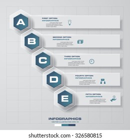 Abstract 5 steps business presentation template. Design clean number banners template/graphic or website layout. Vector.