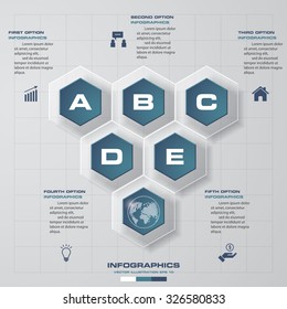 Abstract 5 steps business presentation template. Design clean number banners template/graphic or website layout. Vector.