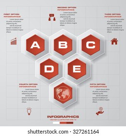 Abstract 5 steps business presentation template. Design clean number banners template/graphic or website layout. Vector.