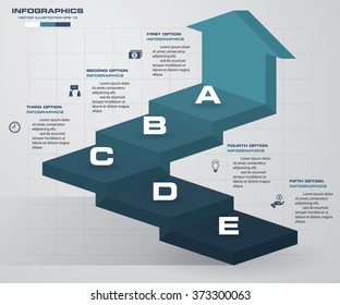 abstract 5 Schritte Business-Präsentation Vorlage. Infografiken von 5 Stufen Treppe mit Pfeil. EPS10. 