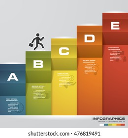 Abstract 5 steps business presentation template. 5 steps color align in vertical dimension. Vector.