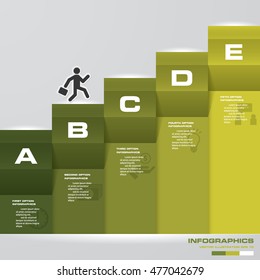 Abstract 5 steps business presentation template. 5 steps color align in vertical dimension. Vector.
