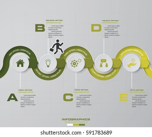 Abstract 5 steps chart for presentation. EPS10.
