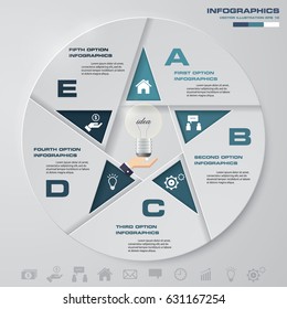 Abstract 5 steps circle with star shape infographis elements.Vector illustration. EPS10.