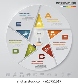 Abstract 5 steps circle/wheel infographis elements.Vector illustration.