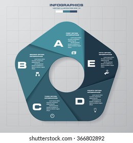 Abstract 5 steps infographics background. Number banners template/tags or website layout. Vector.