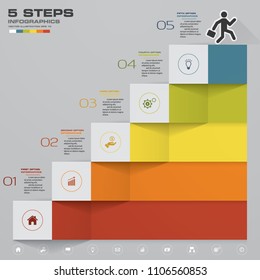 Abstract 5 steps infographics element with staircase shape. 5 steps elements. EPS 10.