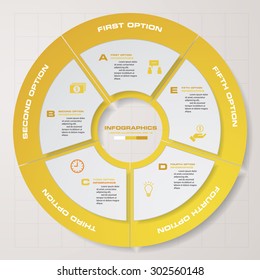 Abstract 5 steps infographics elements.Vector illustration.