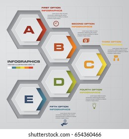 Abstract 5 steps infographics elements.Vector illustration. EPS10.
