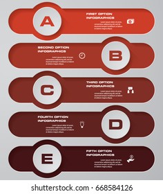 Abstract 5 steps infographics elements.Vector illustration.