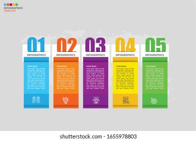 Abstract 5 Steps  infographics number options template. Vector illustration. Can be used for workflow layout, diagram, business step options, banner, web design.
