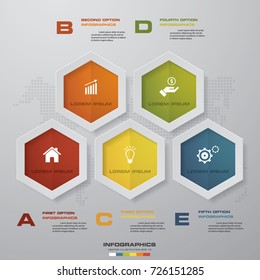 Abstract 5 steps infographics template. Infographics for business presentation. Timeline presentation. EPS 10.