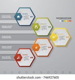 Abstract 5 steps infographics template. Infographics for business presentation. Timeline presentation. EPS 10.