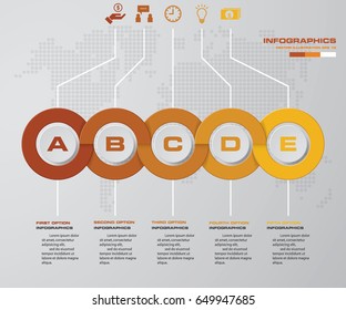 Abstract 5 steps infographics/timeline elements.Vector illustration.