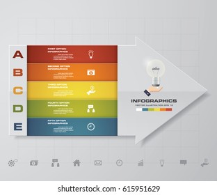 Abstract 5 steps infographis with arrow shape elements.Vector illustration.