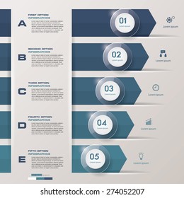 Abstract 5 steps infographis elements.Vector illustration.