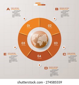 Abstract 5 steps infographis elements.Vector illustration.