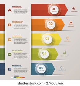 Abstract 5 steps infographis elements.Vector illustration.