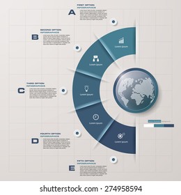 Abstract 5 steps infographis elements.Vector illustration.