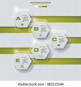Abstract 5 steps infographis elements.Vector illustration.
