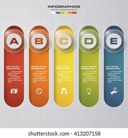 Abstract 5 steps infographis elements.Vector illustration