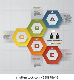 Abstract 5 steps infographis elements.Vector illustration.