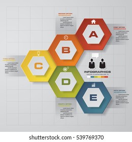 Abstract 5 steps infographis elements.Vector illustration.