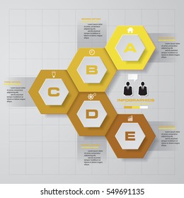 Abstract 5 steps infographis elements.Vector illustration.