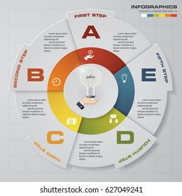 Abstract 5 steps infographis elements.Vector illustration.