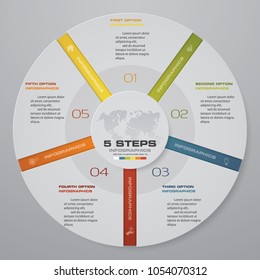 Abstract 5 steps modern pie chart infographics elements.Vector illustration. EPS 10.
