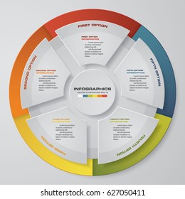 Abstract 5 steps modern pie chart infographics elements.Vector illustration.