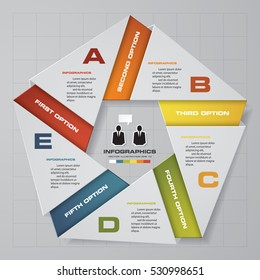 Abstract 5 steps modern presentation template. Pentagonal shape. EPS10.