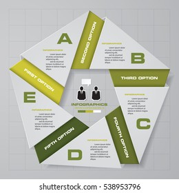 Abstract 5 steps modern presentation template. Pentagonal shape. EPS10.