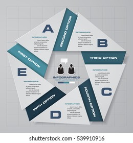 Abstract 5 steps modern presentation template. Pentagonal shape. EPS10.