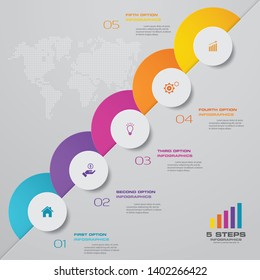 Abstract 5 steps presentation chart infographics element. EPS 10.	
