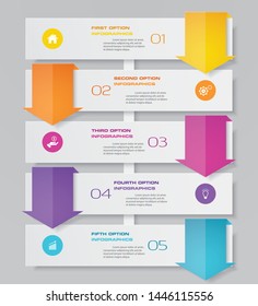 Abstract 5 steps presentation chart infographics element. EPS 10.