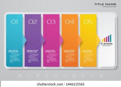 Abstract 5 steps presentation chart infographics element. EPS 10.
