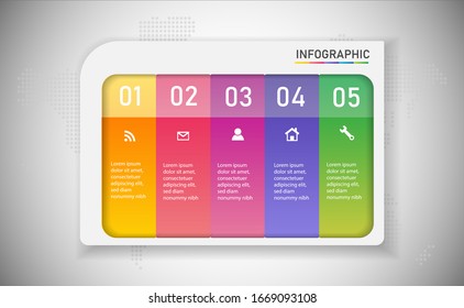 Abstract 5 steps presentation chart infographics element. EPS 10.