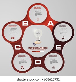 Abstract 5 steps presentation template. EPS10. For your design and sample text.