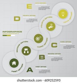 Abstract 5 steps presentation template. EPS10. For your design and sample text.