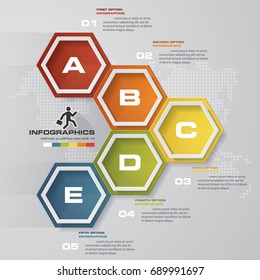 abstract 5 steps process. Simple&Editable abstract design element. Vector.