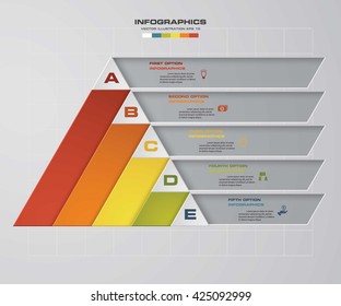 Abstract 5 steps pyramid shape layout. with free space for sample text template/graphic or website layout. Vector. EPS10.
