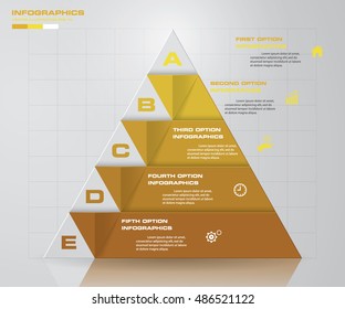 Abstract 5 steps pyramid shape layout. with free space for sample text template/graphic or website layout. Vector. EPS10.