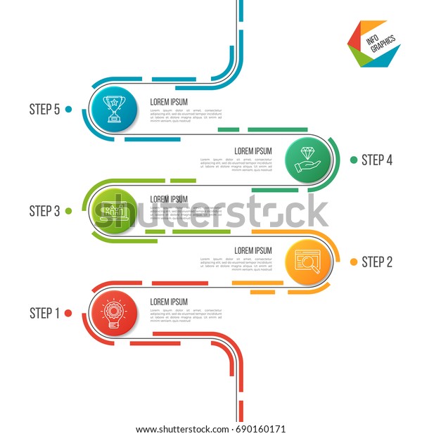 Abstract 5 Steps Road Timeline Infographic Template Vector Illustration 5065