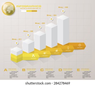 abstract 5 steps template with free space for your sample text&data. Vector Illustration